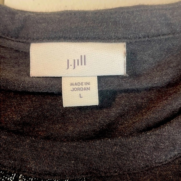 J. Jill Charcoal Gray Silver Metallic Sparkle Keyhole Soft Knit Tunic Top Size L - Picture 4 of 6